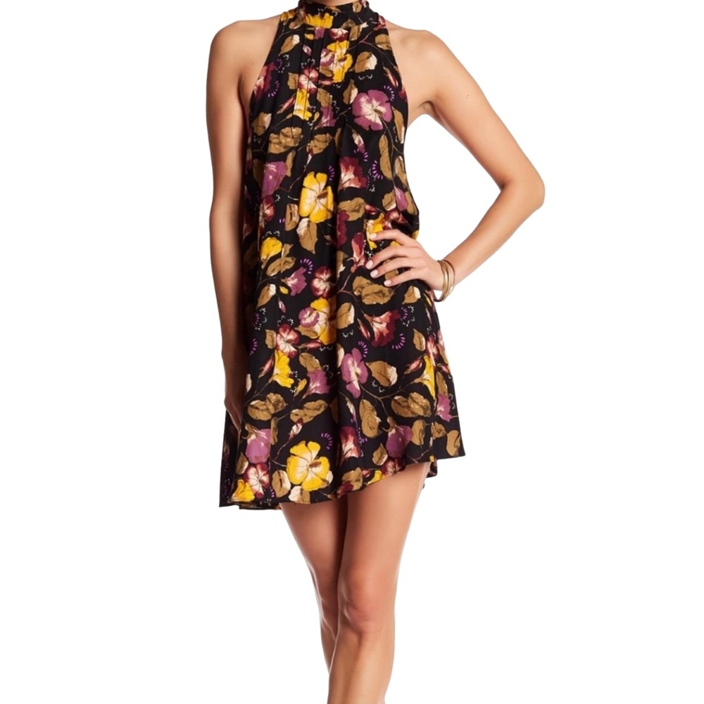 Free People Intimately Beaux Printed MockNeck Halter Slip Dress Size Small